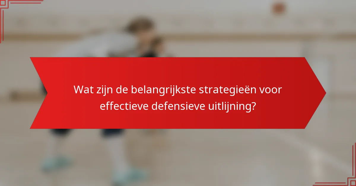Wat zijn de belangrijkste strategieën voor effectieve defensieve uitlijning?